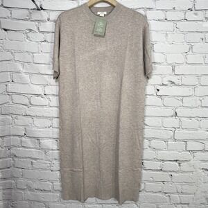 H&M Womens T-Shirt Dress Size S Bodycon Gray Short‎ Sleeve Crew Neck LivaEco